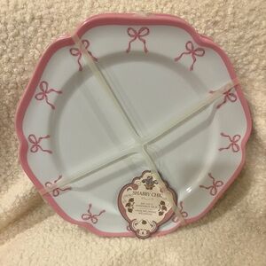 Set of 4! Shabby Chic Pink Bow Dinner Plate